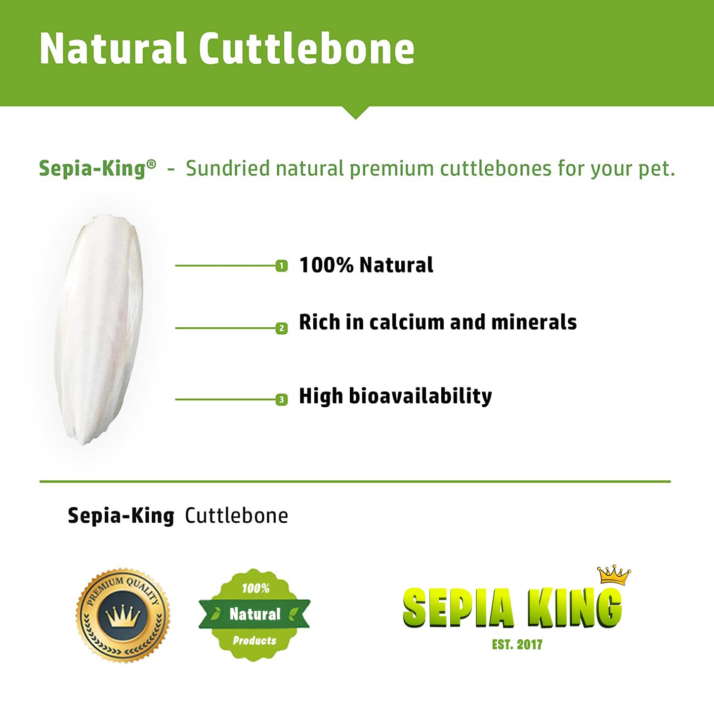 Sepia King Premium Cuttlebones - 12 Pieces | Size: 4.5-6in