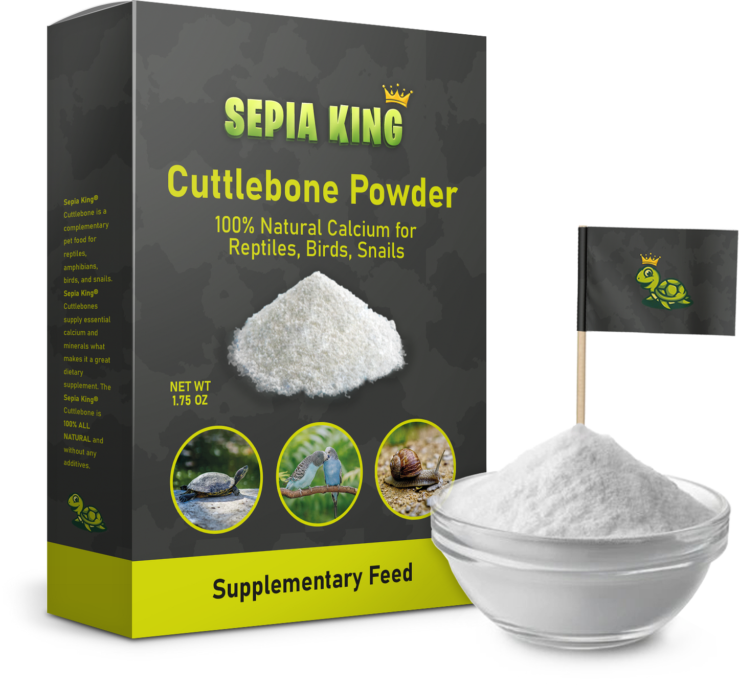 Sepia King Cuttlebone Powder - Dust Food for extra Calcium 1.75oz